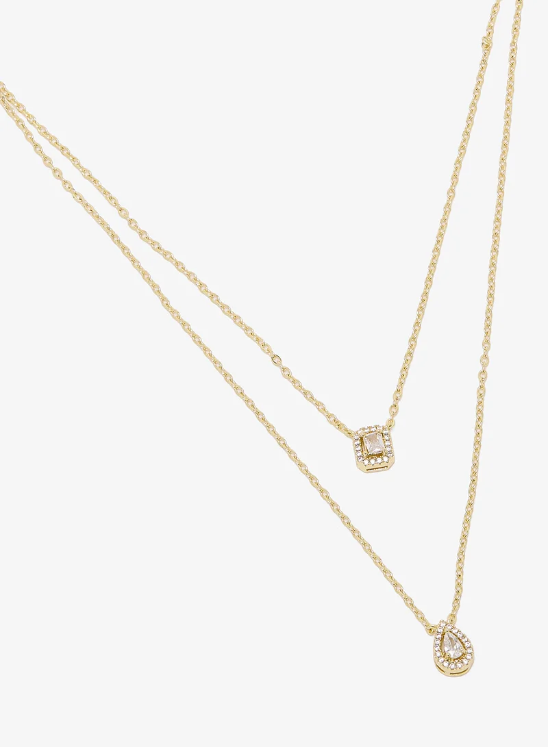 ايلا ليمتد اديشن عقد ذهبي بطبقات مزين بأحجار دايمونتي